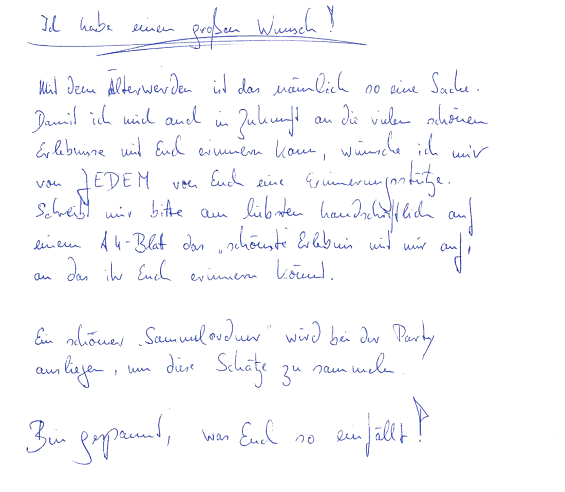 Handgeschriebener Text von Pia: Wunsch nach einer Erinnerungsstütze